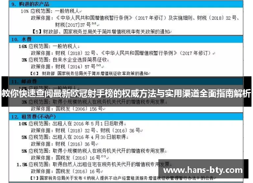 教你快速查阅最新欧冠射手榜的权威方法与实用渠道全面指南解析 教你快速查阅最新欧冠射手榜的权威方法与实用渠道全面指南解析